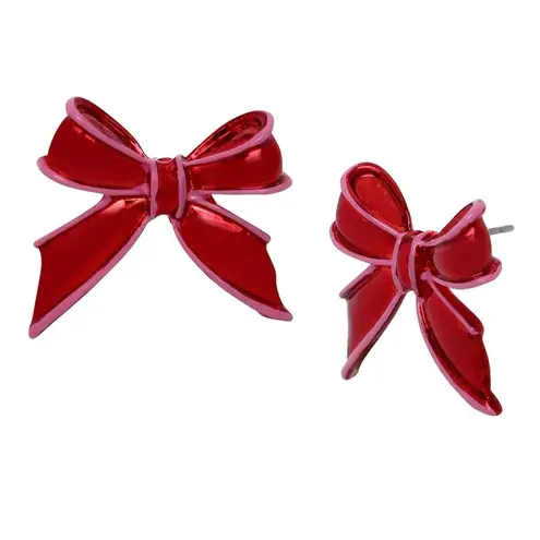 Betsey Johnson  Holiday Metallic Bow Stud Christmas Tree Fringe Drop Earrings