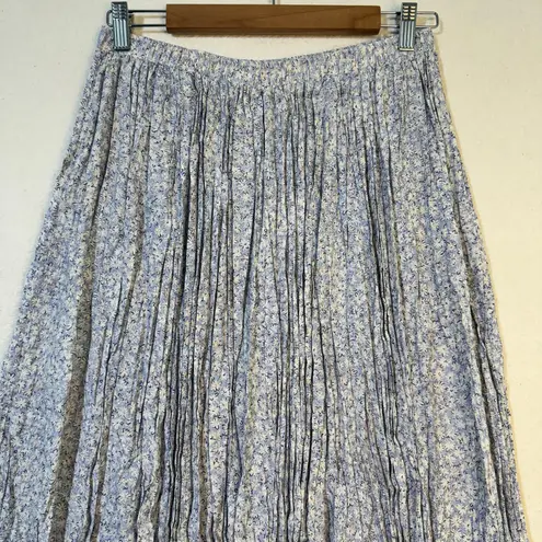 Carol Anderson Rayon Crinkle Pleated Ditsy Floral Maxi Skirt Size Medium Large Blue