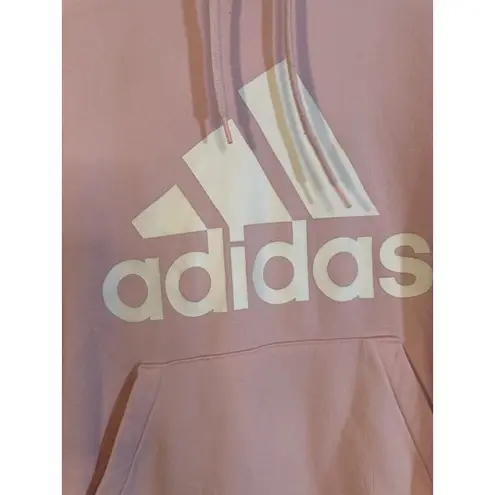 Adidas  Pink Long Sleeve Cotton Hooded Casual Pullover Sweatshirt Women Sz S