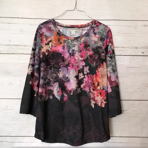 Christopher & Banks Purple Floral Printed Tee