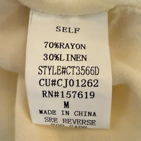 Cloud Ten Babydoll Mini Dress Frayed Hem Linen Blend Summer Yellow Size Medium