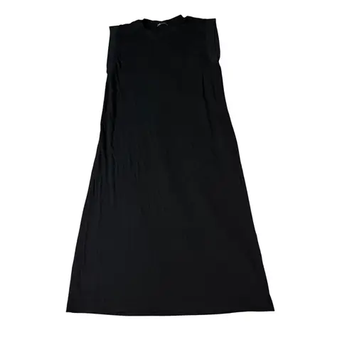 ZARA  Women‎ Black Sleeveless Mini Dress Size Large Crew Neck Ribbed Causal Boxy