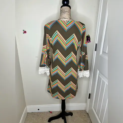 Judith March NTM: Retro Style Chevron Print Shift Style Knee Length Dress Sz M