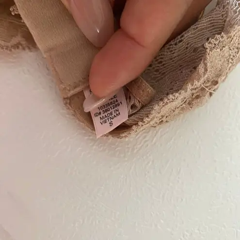 Lace Nude Bralette Women’s Small Beige Padded Wireless Bra