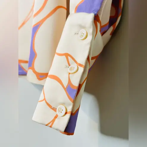 Alexis Calvine Wisteria Floral Print Sateen Blouse Shirt Top Size 8