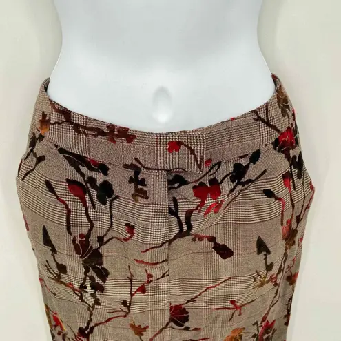 Newport News Blazer Skirt Suit Set Womens 4/6 Brown Floral Fall