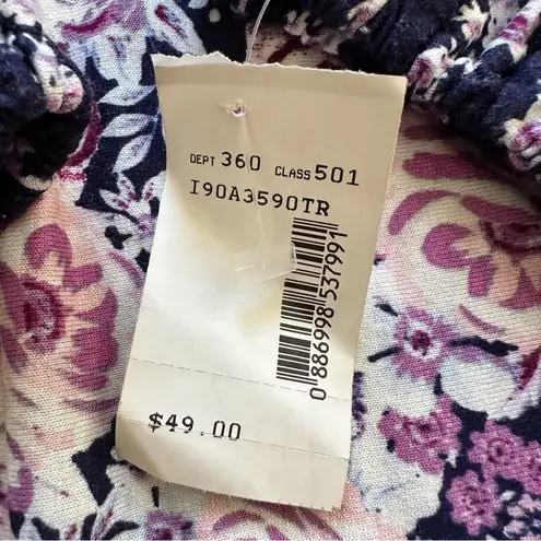 Living Doll Blue Pink Floral Lace Long Sleeve Boho Blouse Top Size Large NEW