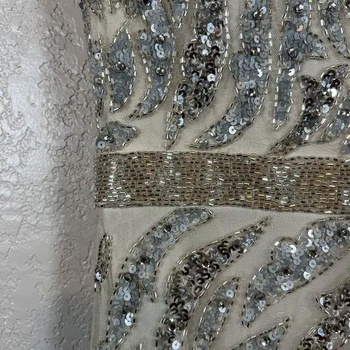 Mac Duggal Gown Embellished Illusion Cap Sleeve Size 4 Wedding Prom Gala 5532