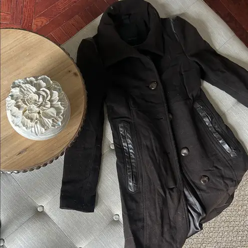 Mackage Vintage Chocolate Brown Wool PEA Coat Size Medium