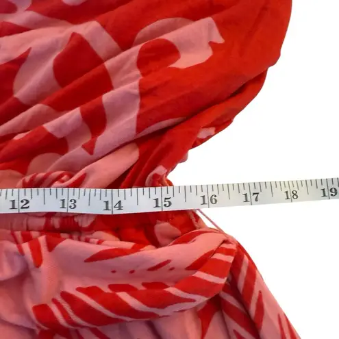 Soma Wknd Red Pink High Low Dress XL Tropical Island Hawaiian Resortwear Floral