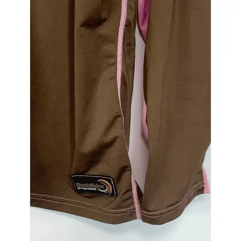 DuckSkinz Women's Full Zip UV & Water Protect Two Tone Sweater Brown/Pink Size L Brown Size L