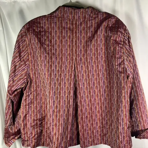 Coldwater Creek XL Silk Blend Jacket Vertical Striped Purple Orange Red