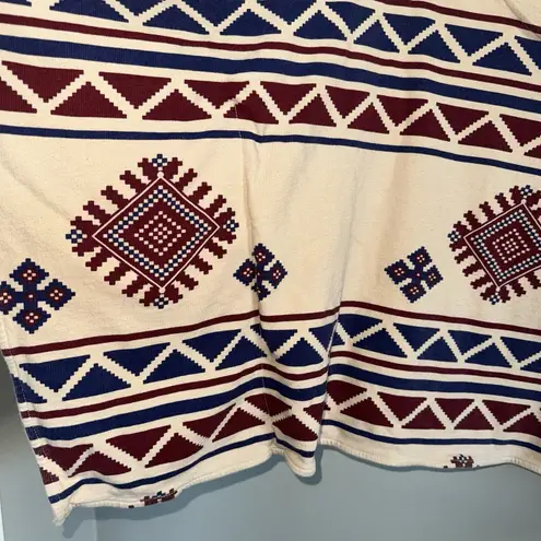 Woman’s Southwest Tribal Geometrical Tunic Top S M Oversized Short Sleeve Flowy Tan Size M