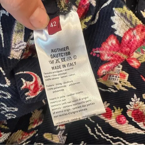 Authier Shirt Jacket Blue Tropical Aloha Hawaii Rare Shacket size 42/US 6 small