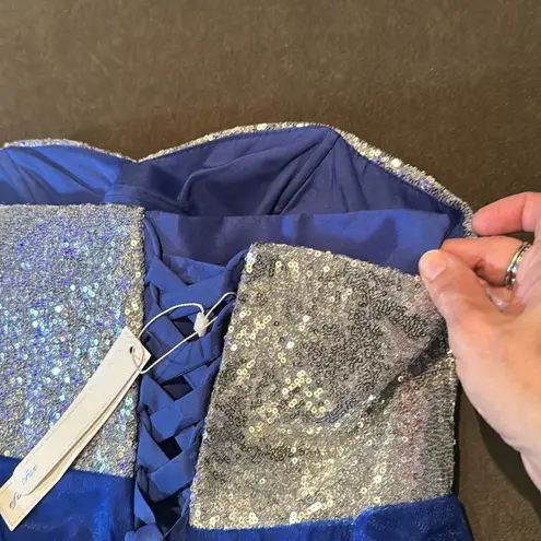 Women’s Blue Full Length Sparkly Tulle & Sequined Prom Party Dress Size L NWT Size L