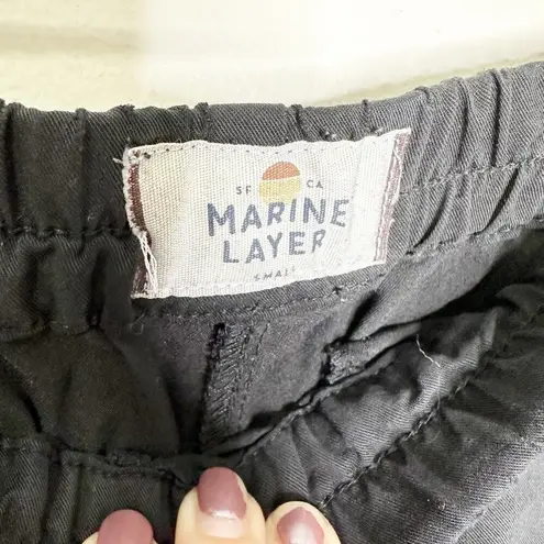 Marine layer Women Allison Pants Elastic Waist Dolphin Hem Pull On Black Small