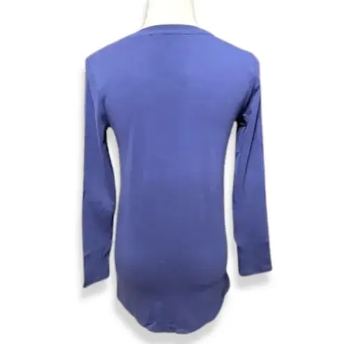 Isaac Mizrahi  Henley T-Shirt Long Sleeve 3 Button Navy Blue Women's XS NWT