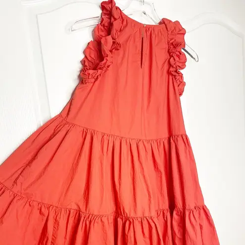 Ulla Johnson  Tamsin Ruffled Tiered Cotton Dress Coral Size 0