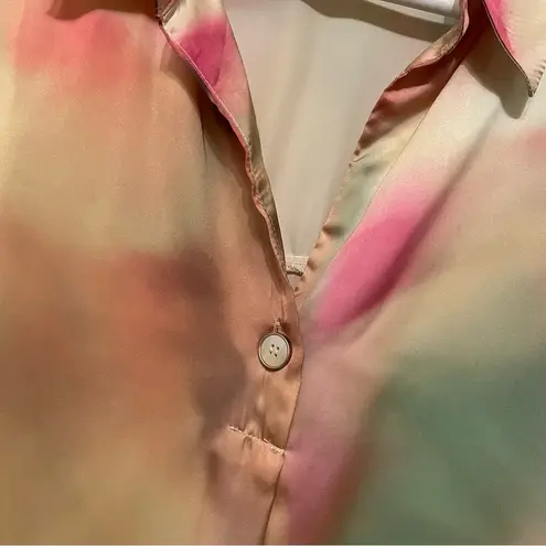 J.ING Gold Tone Satin Long Sleeve Oversize Blouse Top