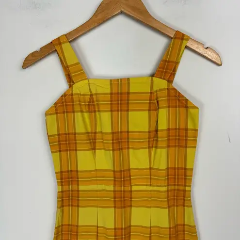 Y2K Plaid Sundress Sz XS Yellow Orange Preppy Clueless