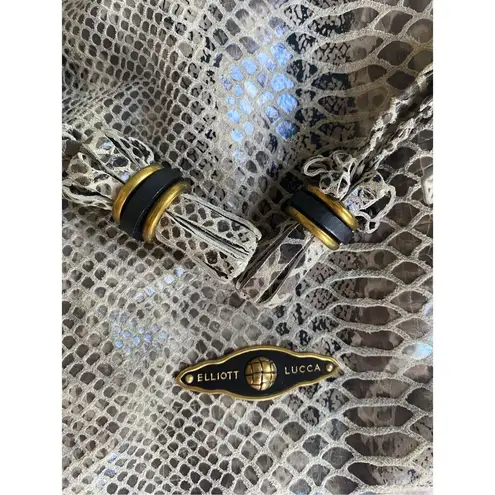 Elliott Lucca Sintra Leather Hobo Bag Exotic Snakeprint Gray/Taupe Gray