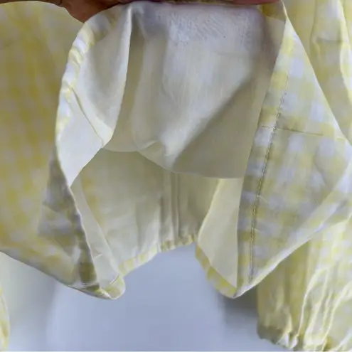 AVAVAV Firenze Sheer Gingham Puff Sleeve Top Feminine Prairie Lightweight Yellow Size L