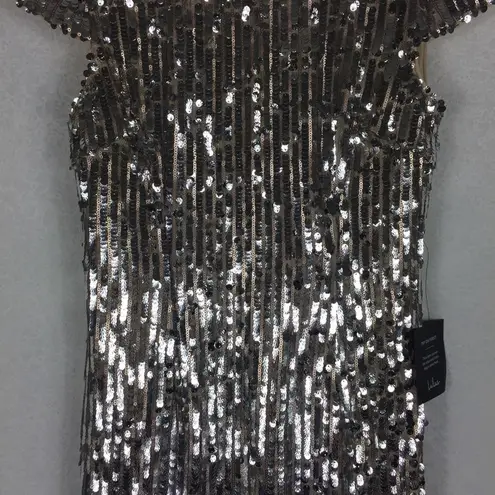 Lulus NWT  Star Appeal Silver Rose Gold Sequin Bodycon Mini Dress Medium