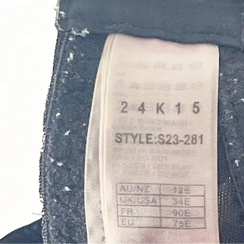 Stella McCartney Black Velvet Bow Fleur Dancing Adjustable Straps Bra, Size 34E