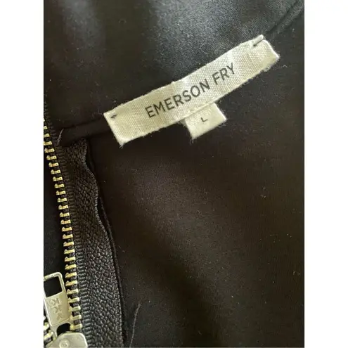 Emerson Fry Edie Ponte Mock neck long sleeve Black Knit Top Sz L Size L