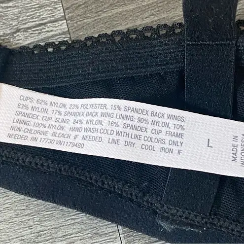 Auden Floral Lace Bra Black Gold Large Semi Sheer Lingerie Black