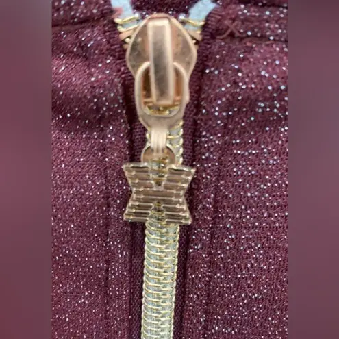 Savage X Fenty Sleep & Shine Glitter Zip Onesie M Shimmer Hooded Rare in EUC Red Size M