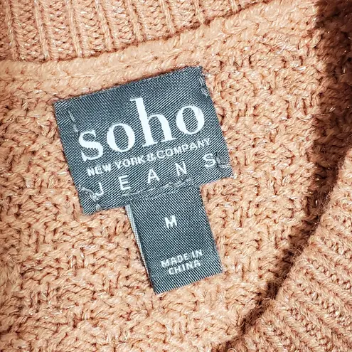 New York & Company Lace up Crew neck Relaxed Open Back Sweater Size M Pink Size M