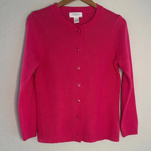 The Vermont Country Store Hot Pink Cardigan Sweater Valentines Preppy Knit Small