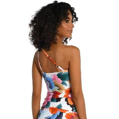 La Blanca Floral Rhythm One Shoulder Keyhole Tankini Top Floral White 4