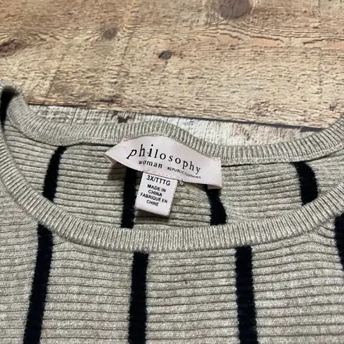 Philosophy Republic Clothing Women's Stripe Bat Wing Sleeve Sweater Sz 3X Soft Black