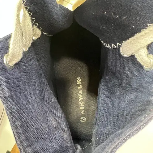 Airwalk Sneaker Womens 10 Navy Denim Embroidered Flowers Lace Up High Top Shoes