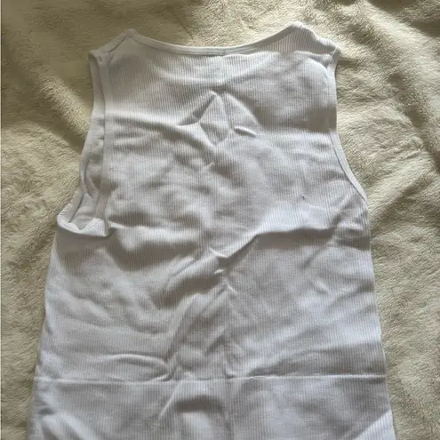 White Muscle Tee with Crew Neck and Soft Fabric Size undefined