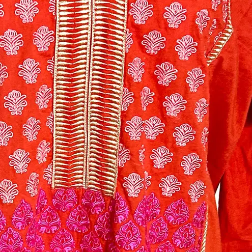 Khaadi Pret Embroidered Pakistani Kurta in Shades of Red, Pink, Orange, size 14 Red