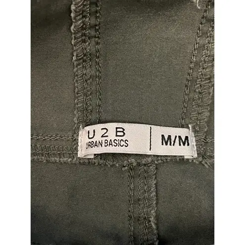 U2B Urban Basics Overalls Womens Medium Olive Green Distressed Bib Ripped - Image 9