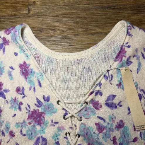 Saltwater Luxe Purple and Blue Vittoria Floral Sweater Medium
