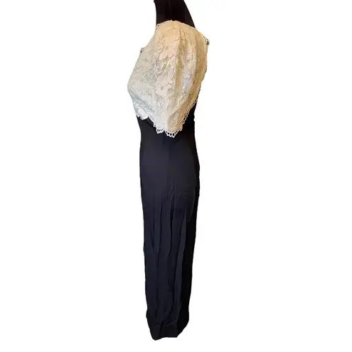 Scott McClintock Vintage Y2K Black White Goth Witchy Alt Formal Lace Maxi Dress Size 4