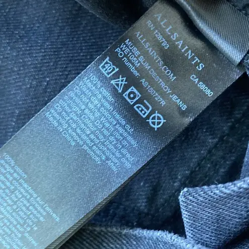 ALL SAINTS Jeans Womens Size 29 Black Distressed Muse Slim Destroyed