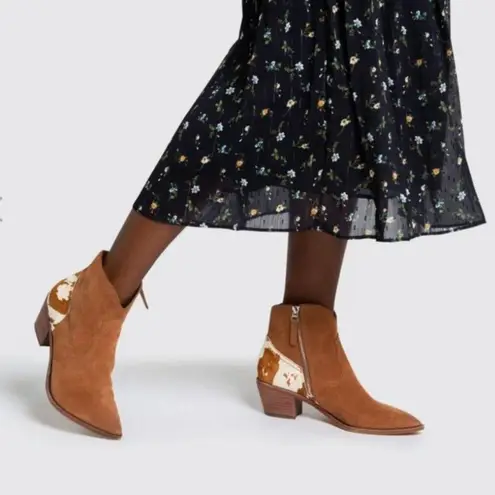 Dolce Vita Senica Suede Western Ankle Boot Bootie Cow Hair Women's Size 9 Brown