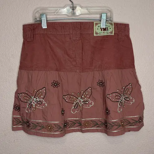 Ymi Skirt Embellished Butterfly Cotton Corduroy Dusty Pink. Size 5