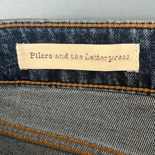 Anthropologie Pilcro Embroidered Floral Cropped Flare Jeans Blue Size 26