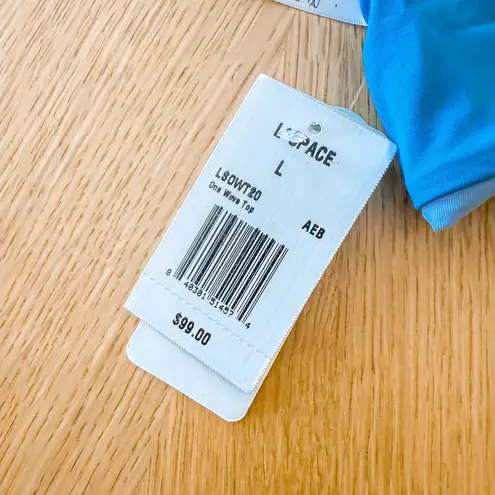 L Space Bikini Top Womens Sz Lge Blue One Wave Reversible Sporty Chic Beach NWT Size L