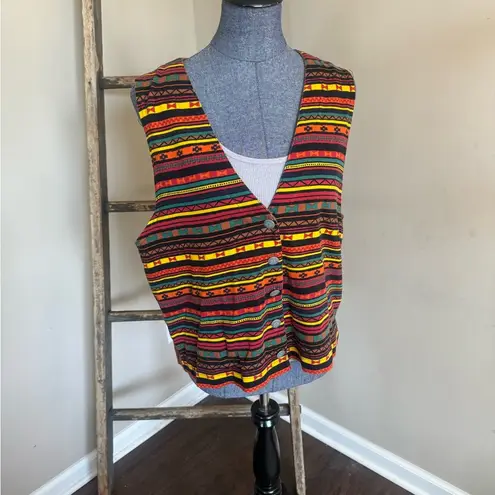 Westbound Vintage 100% Cotton Aztec Print Vest Size Large
