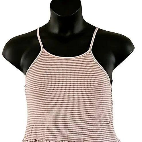 NWOT American Eagle White Purple Striped Ruffle Hem Tank Top XS