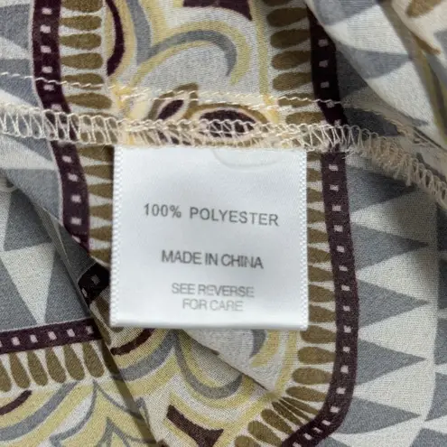 Lucy Paris Blouse Bohemian Lace Trim Long Sleeve Top Geometric Print Medium