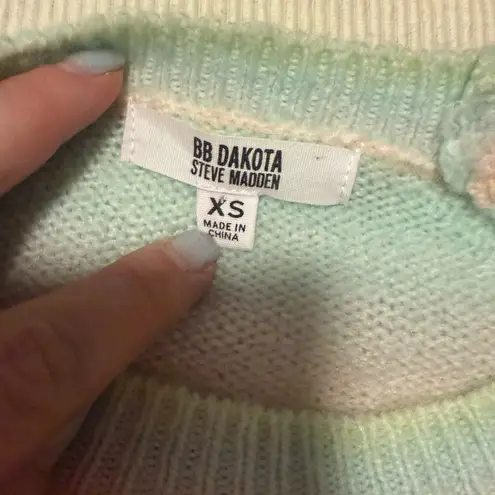 BB Dakota by Steve Madden Pink and Yellow Crew Neck Sweater Size XS